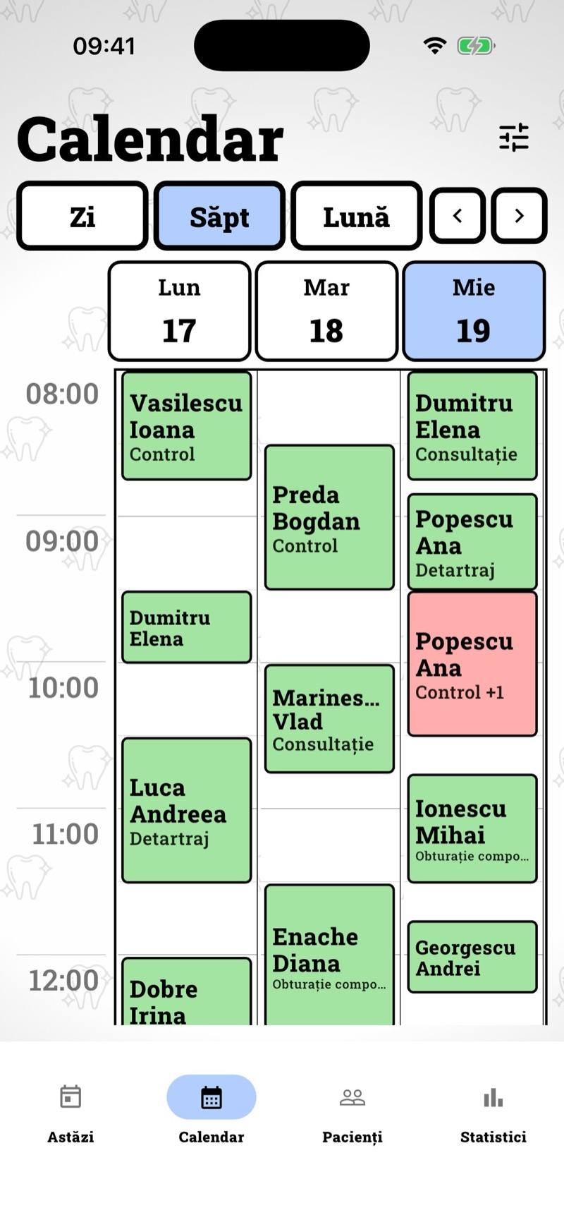 Calendarul pe săptămână